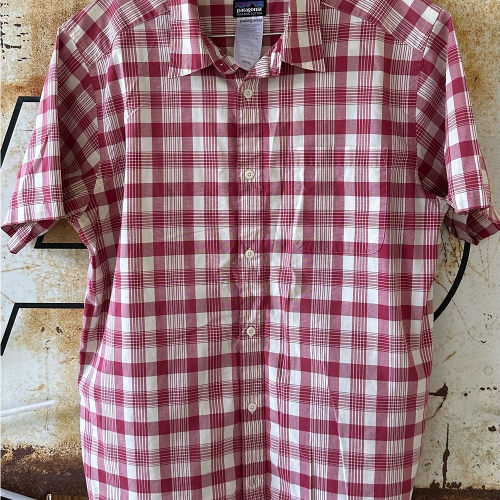 Patagonia Red and White Plaid Short-Sleeve Button-Down Shirt